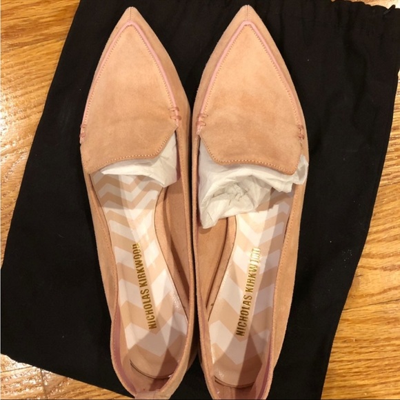 Nicholas Kirkwood Pink Suede Flats - Picture 1 of 5